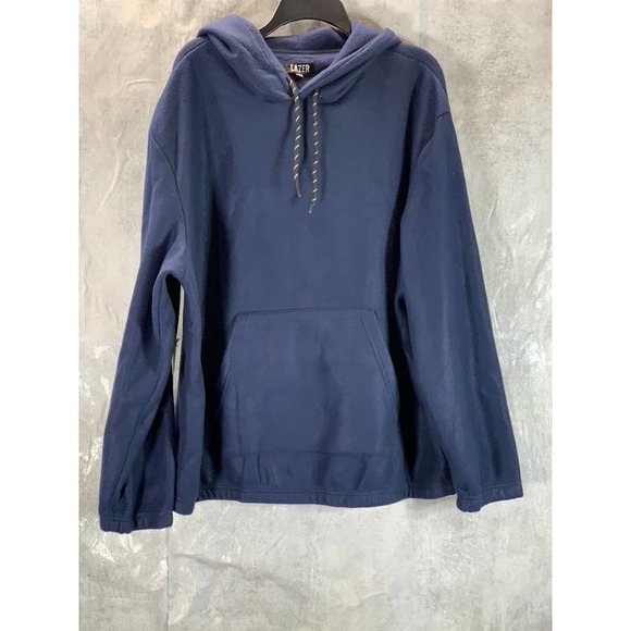 Lazer Men's Navy Polar Fleece Drawstring Pullover Hooded Sweatshirt SZ XL - Picture 1 of 10